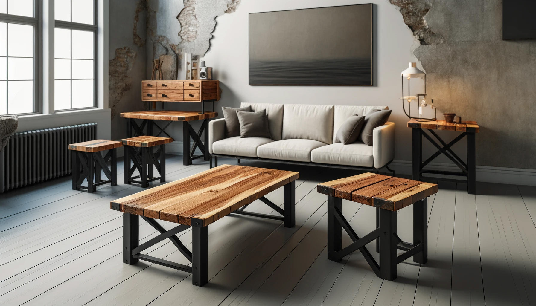 Industrial Japandi Living Room
