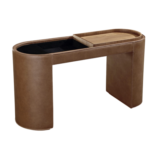 Yeal Leather Upholstered Storage Console Table