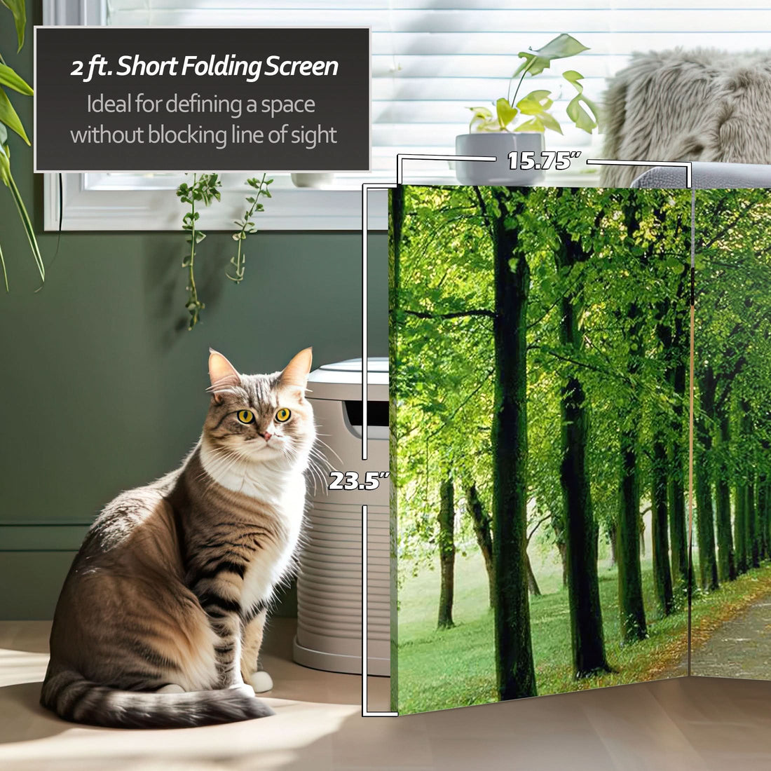 2 ft. Short Double Sided Path of Life Canvas Folding Screen