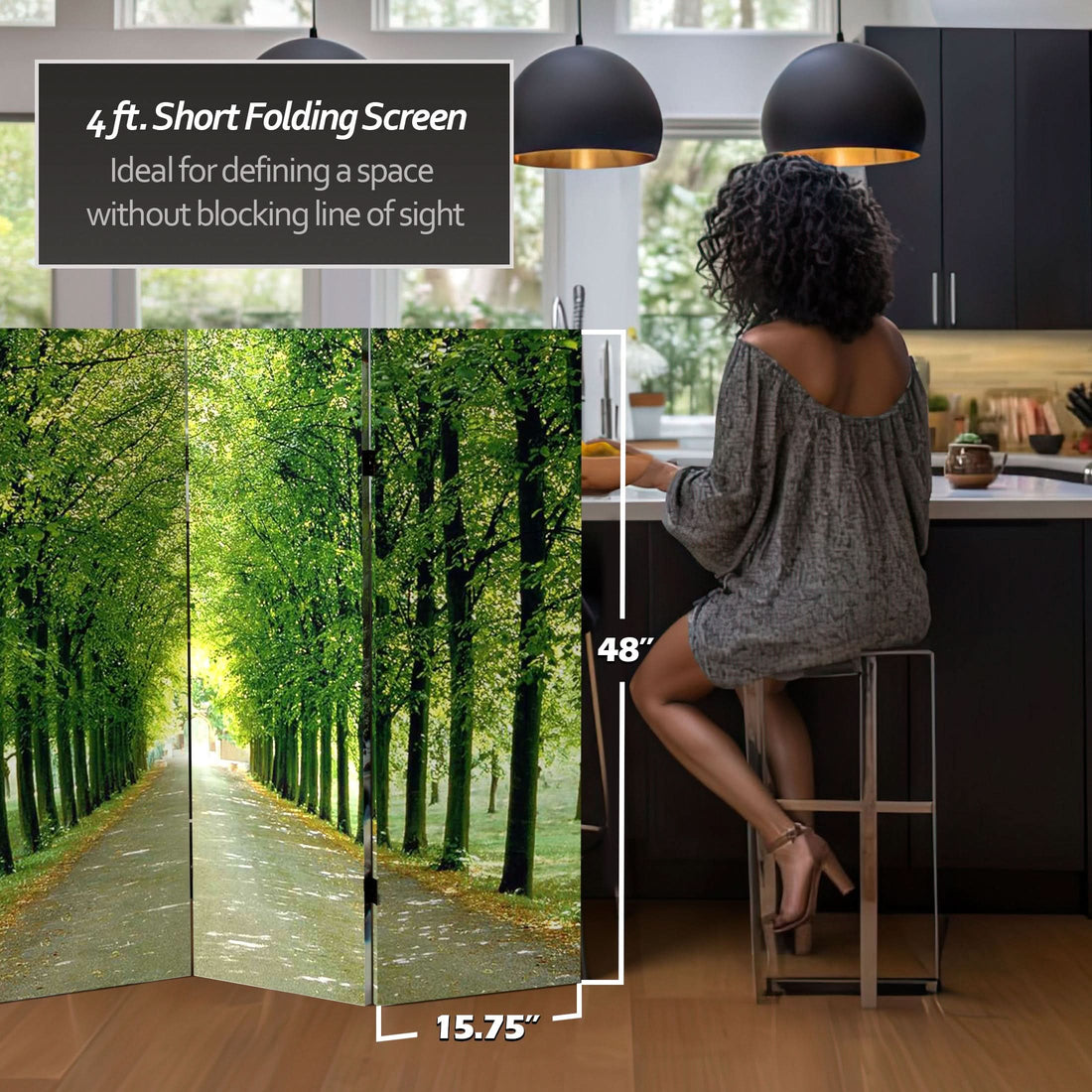 4 ft. Short Double Sided Path of Life Canvas Folding Screen