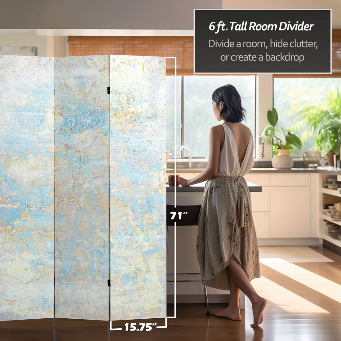 6 ft. Tall Double Sided Celestia Canvas Room Divider