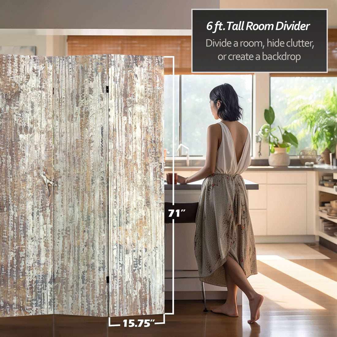 6 ft. Tall Double Sided Aspen Rain Canvas Room Divider