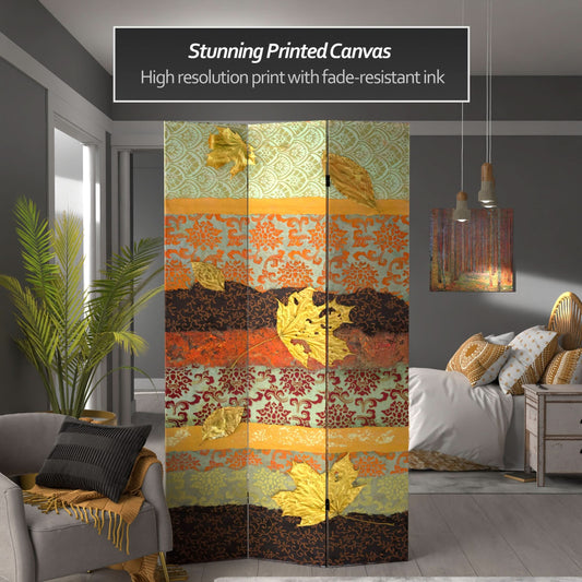 7 ft. Tall Double Sided October Gold Canvas Room Divider