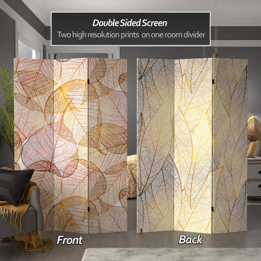 6 ft. Tall Double Sided Ethereal Leaves Canvas Room Divider