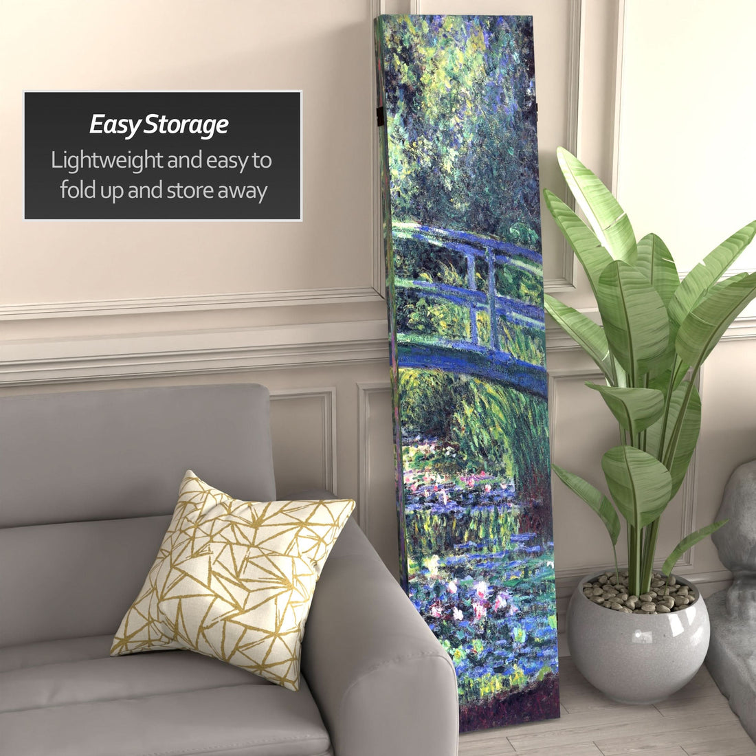 6 ft. Tall Double Sided Works of Monet Canvas Room Divider - Water Lily/Garden