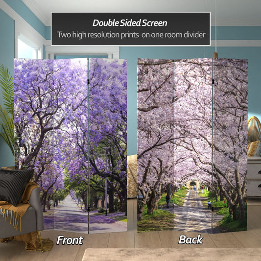 6 ft. Tall Double Sided Lavender Road Canvas Room Divider
