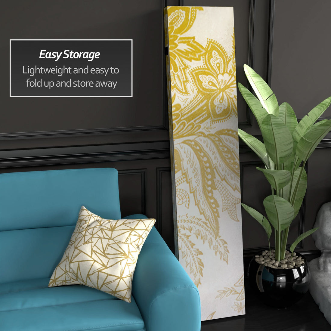 6 ft. Tall Gold Toile Double Sided Room Divider