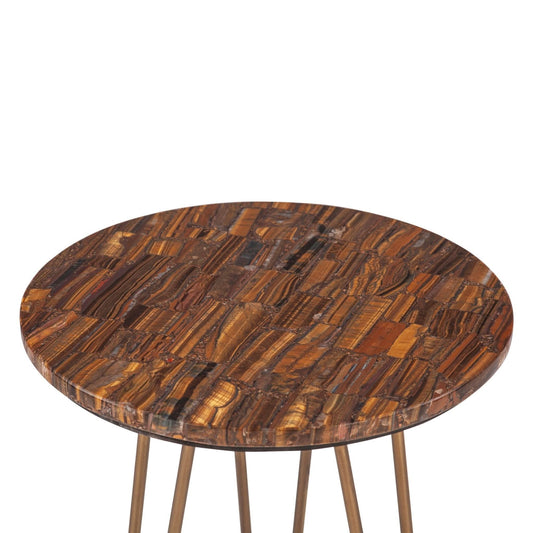 Mumbai Modern Side Table in Tiger Eye Stone - Home Trends & Design