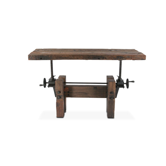 Rustic Revival Old Teak Industrial Hand Crank Office Desk - Home Trends & Design