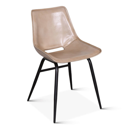 Brisbane Modern Open Back Hand Washed Leather Dining Chair - Home Trends & Design