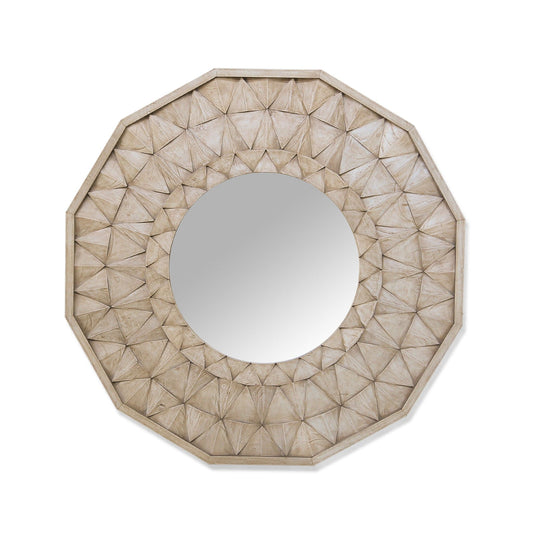 Palm Desert Vintage White Geometric Carved Mirror