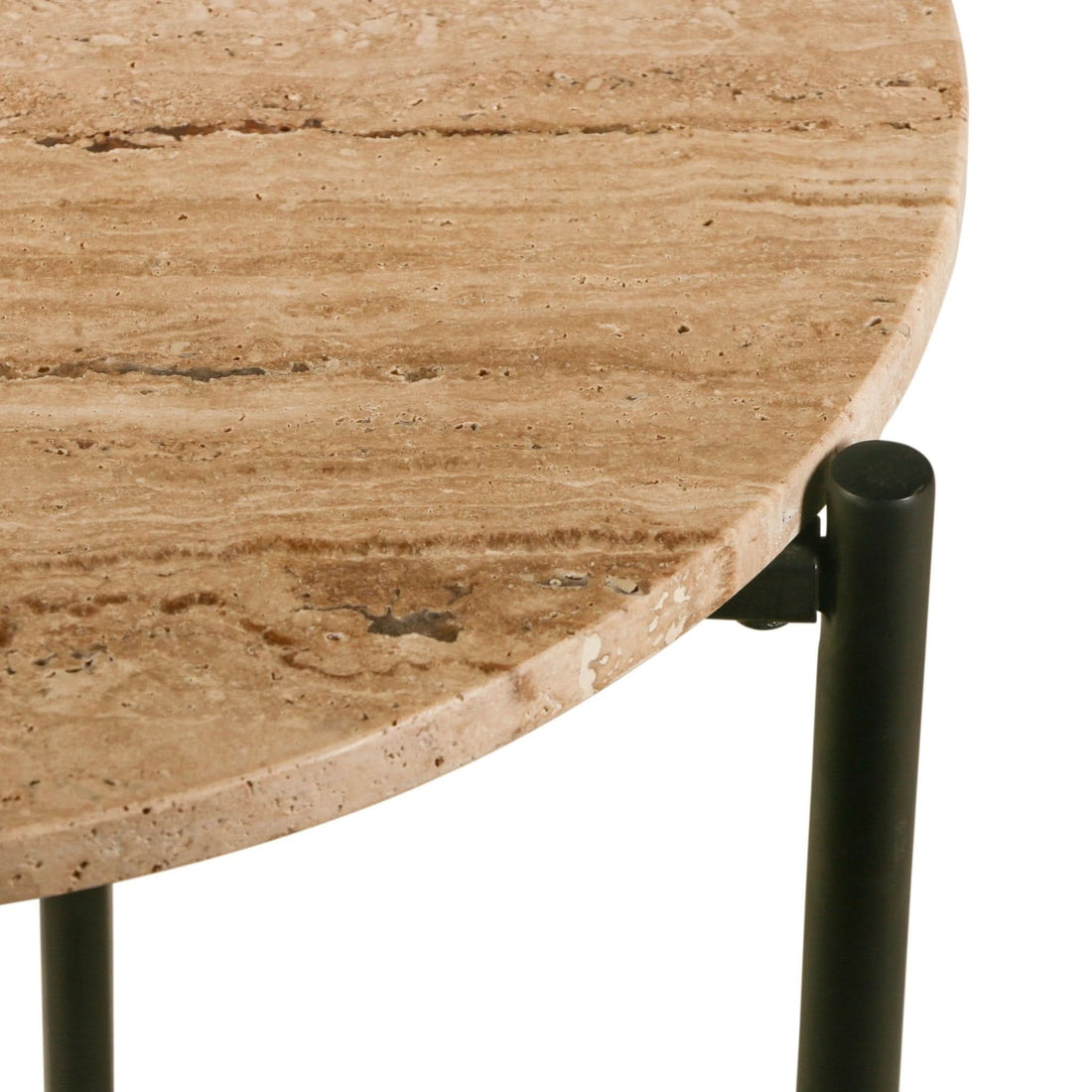 Charleston Iron and Travertine Stone Round Side Table - Home Trends & Design