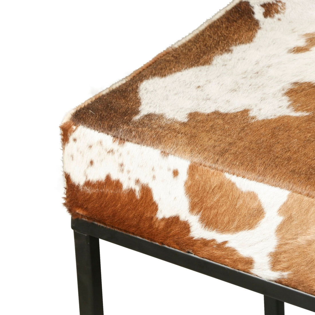 Melbourne 54" Iron and Brown Cowhide Leather Bench - Home Trends & Design