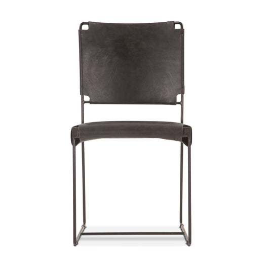 Melbourne Black Leather and Iron Dining Chair - Home Trends & Design
