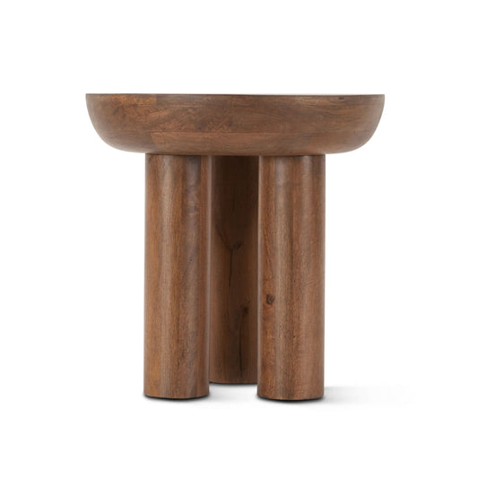 Noto 20" Round Side Table in Acorn Brown - Home Trends & Design
