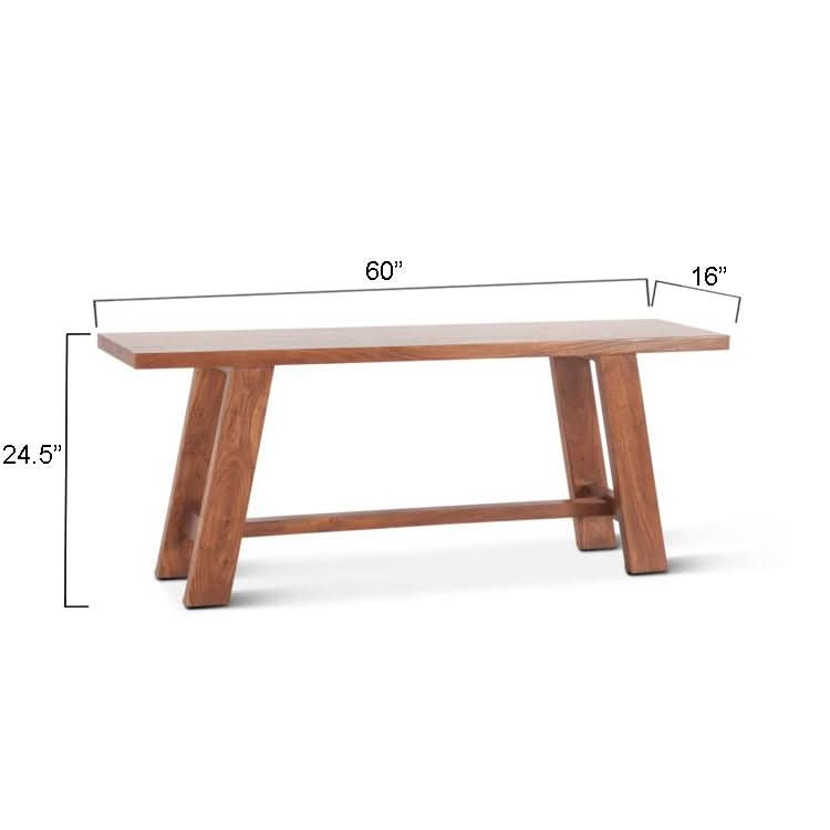 Stavenger 60" Acacia Wood Counter Bench in Cinnamon Brown - Home Trends & Design