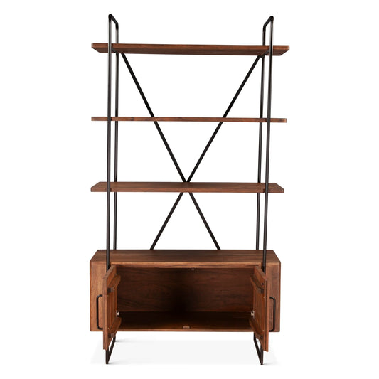 Halden 46" Acacia Wood Bookshelf in Pecan Brown - Home Trends & Design