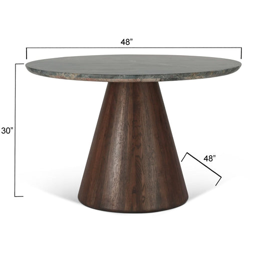 Caldera 48" Lava Marble Dining Table with Dark Oak Base - Home Trends & Design