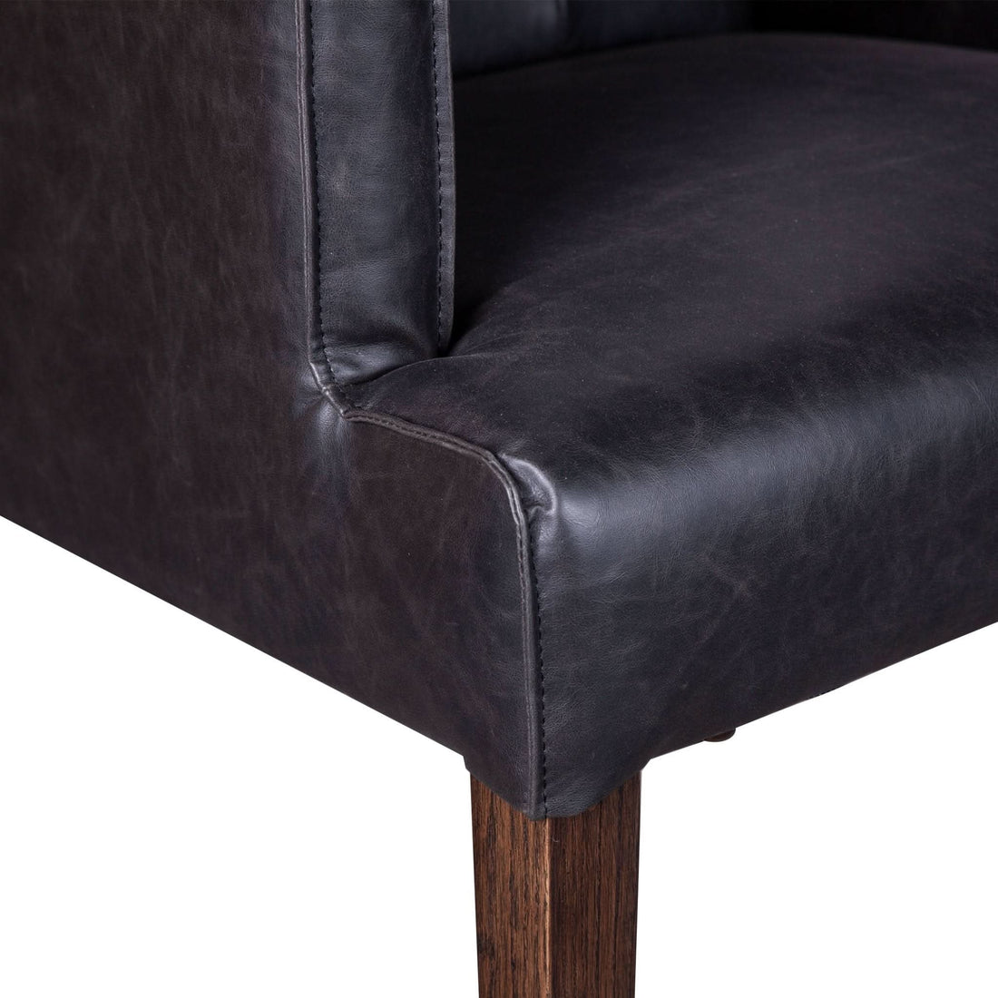 Avery 24" Modern Black Leather Arm Chair with Dark Brown Legs - Home Trends & Design