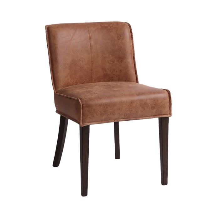Avery Casual Vintage Tan Leather Dining Chair with Matte Brown Legs - Home Trends & Design