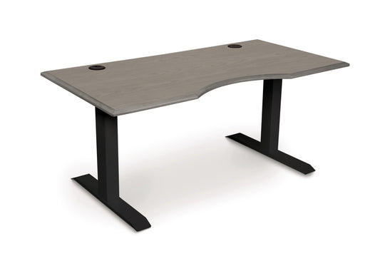 Invigo Sit-Stand Desk in Walnut with Black Legs