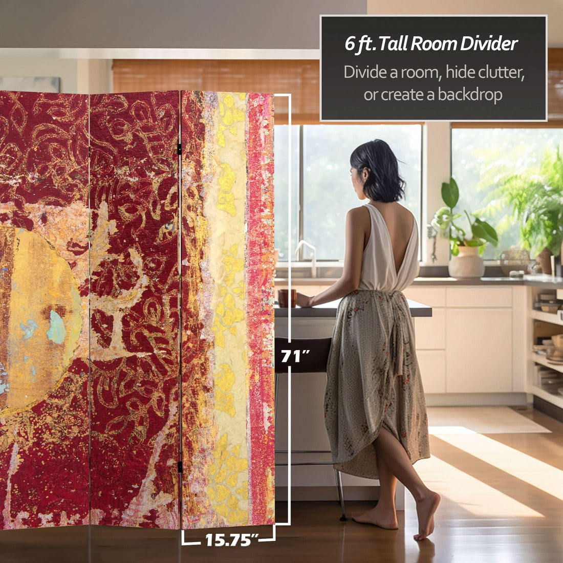 6 ft. Tall Fire Dancer Canvas Room Divider