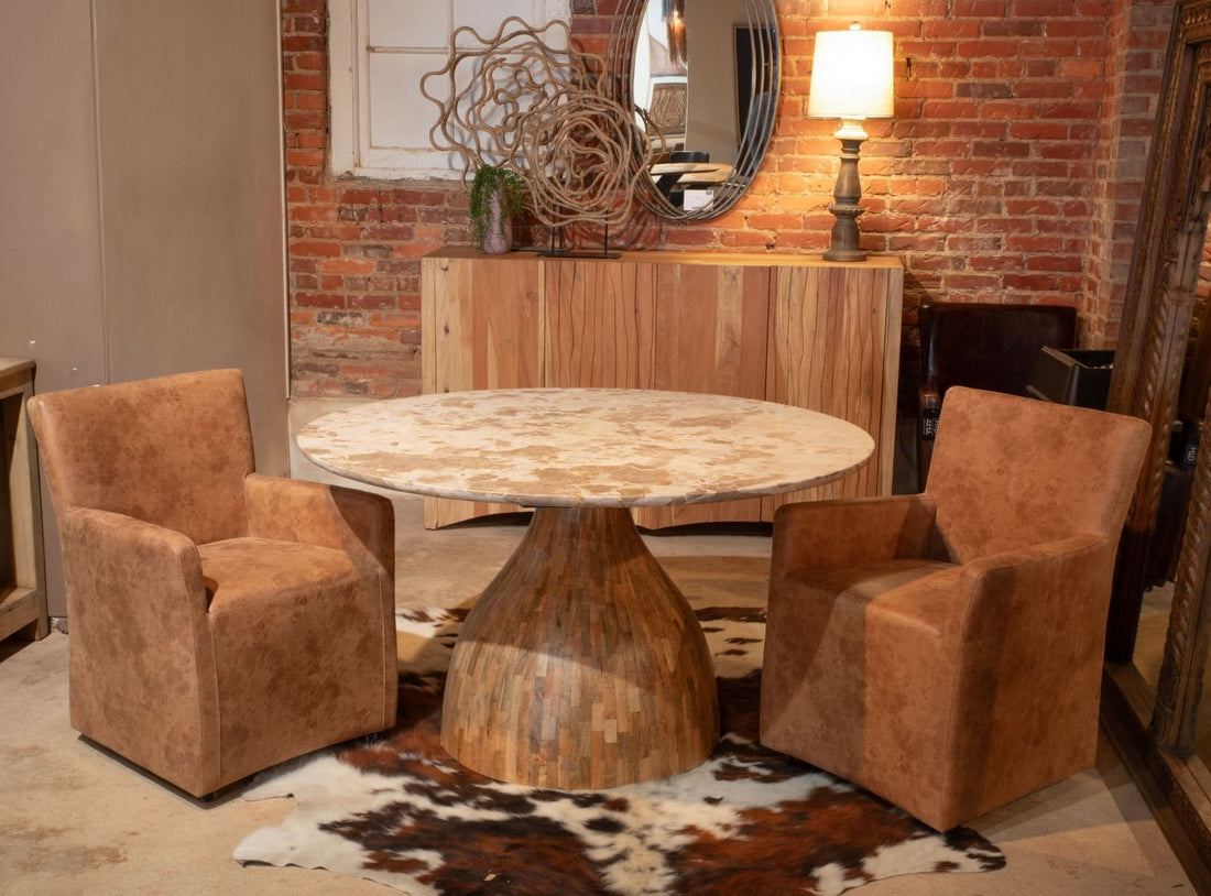 Lily Modern Rolling Arm Chair in Tan Leather - Home Trends & Design