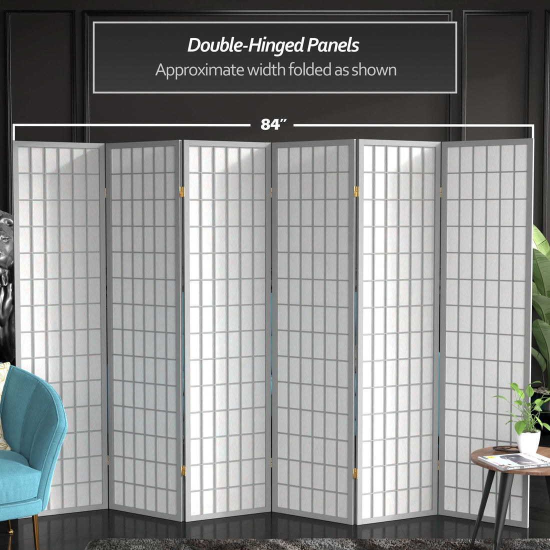 6 ft. Tall Window Pane Shoji Screen