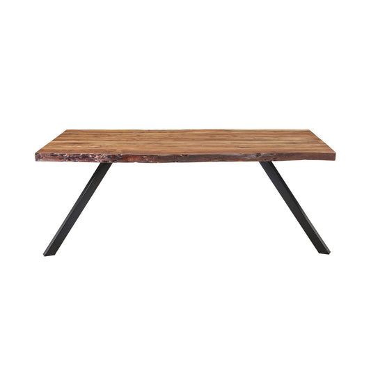 Reese Live Edge Solid Wood Metal Leg Dining Table in Natural Acacia