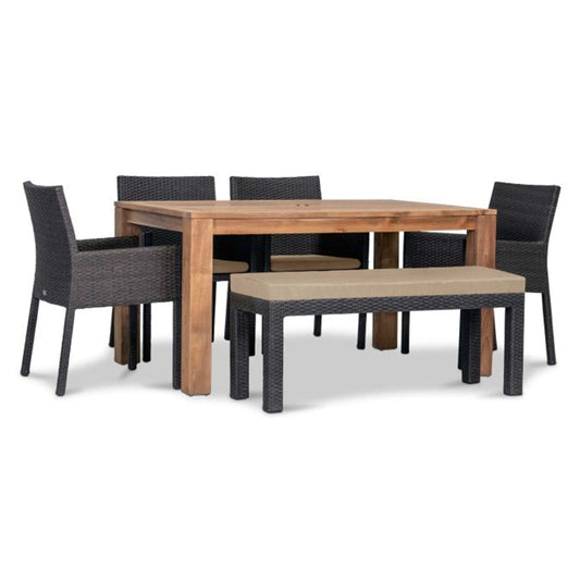 Arden Teak 6 Piece Bench Dining Set