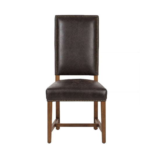 Dani High Back Formal Dining Chair in Dark Brown Leather - Home Trends & Design