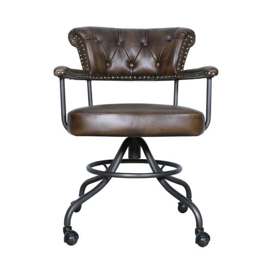 Brisbane Chesterfield Office Chair in Antique Whiskey Leather - Home Trends & Design