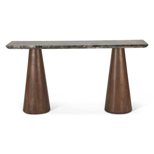 Caldera Lava Marble Console Table with Dark Oak Base - Home Trends & Design