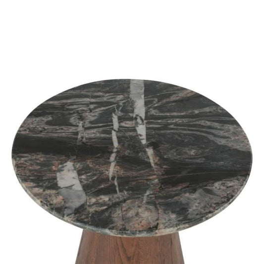 Caldera Lava Marble Side Table with Dark Oak Base - Home Trends & Design
