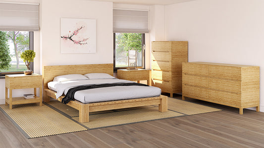 Kimara Japanese Platform Bed in Caramelized Finish