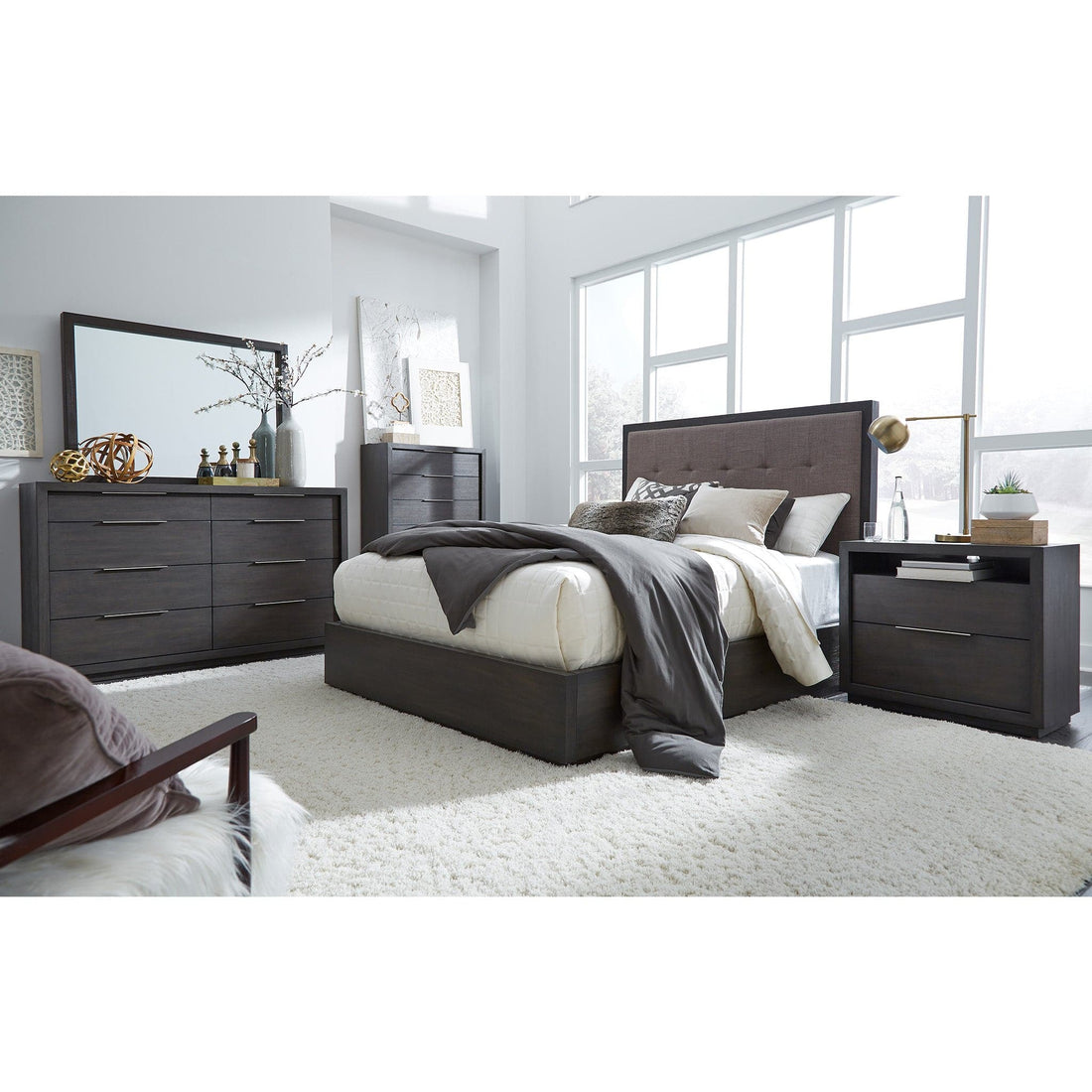 Oxford Upholstered Platform Storage Bed with Footboard Storage