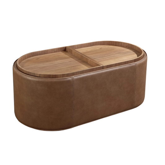 Yeal Leather Upholstered Storage Coffee Table