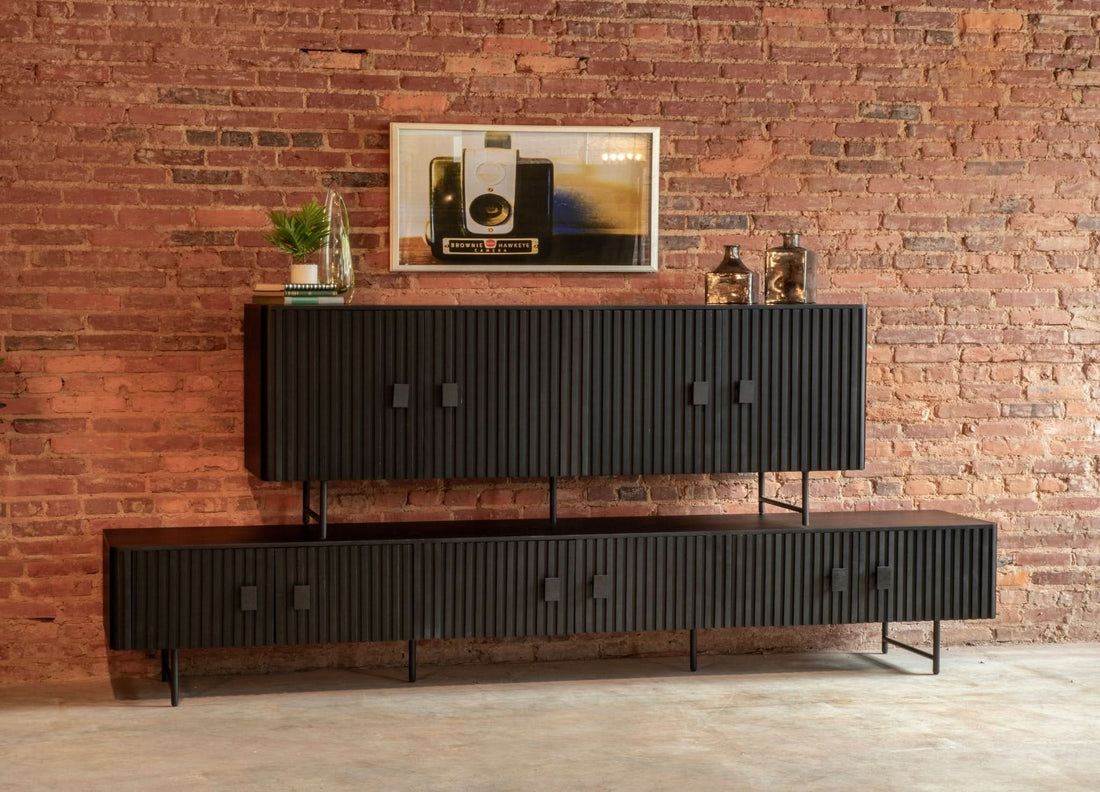Halden 98" Plasma Cabinet in Matte Black - Home Trends & Design