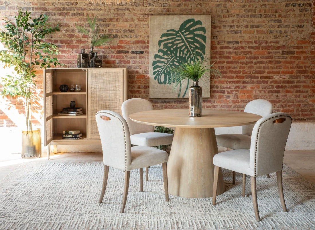 Calabasas 54" Modern Round Dining Table in Natural White - Home Trends & Design