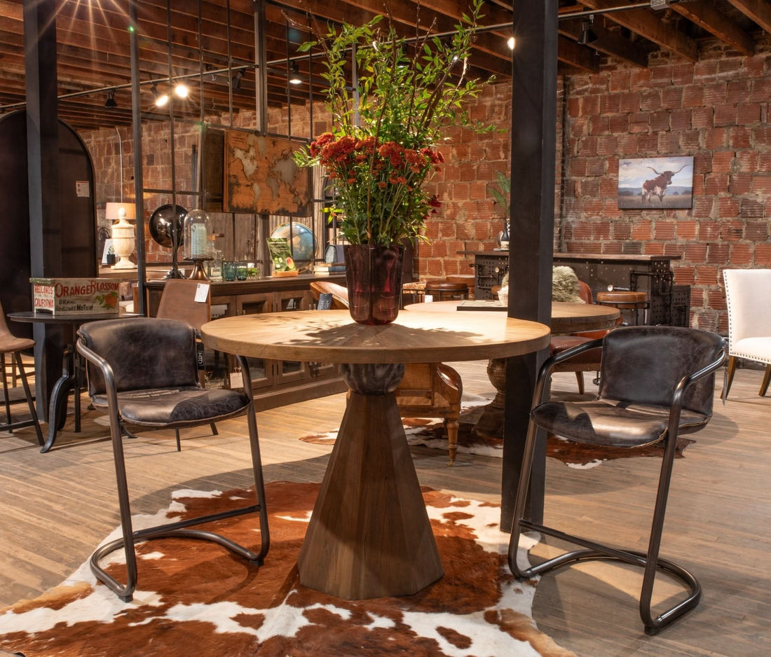 Rustic Revival Natural Teak Wood Gathering Table with Black Marble - Home Trends & Design