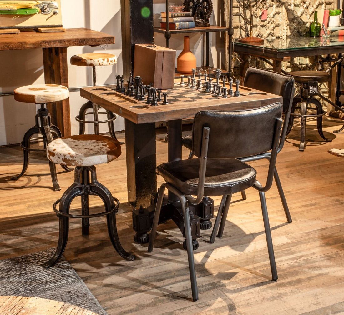William 17" Ebony Leather and Iron Dining Chair - Home Trends & Design