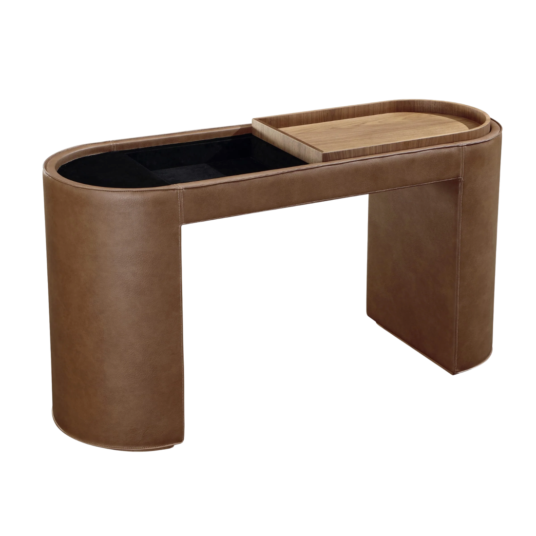 Yeal Leather Upholstered Storage Console Table