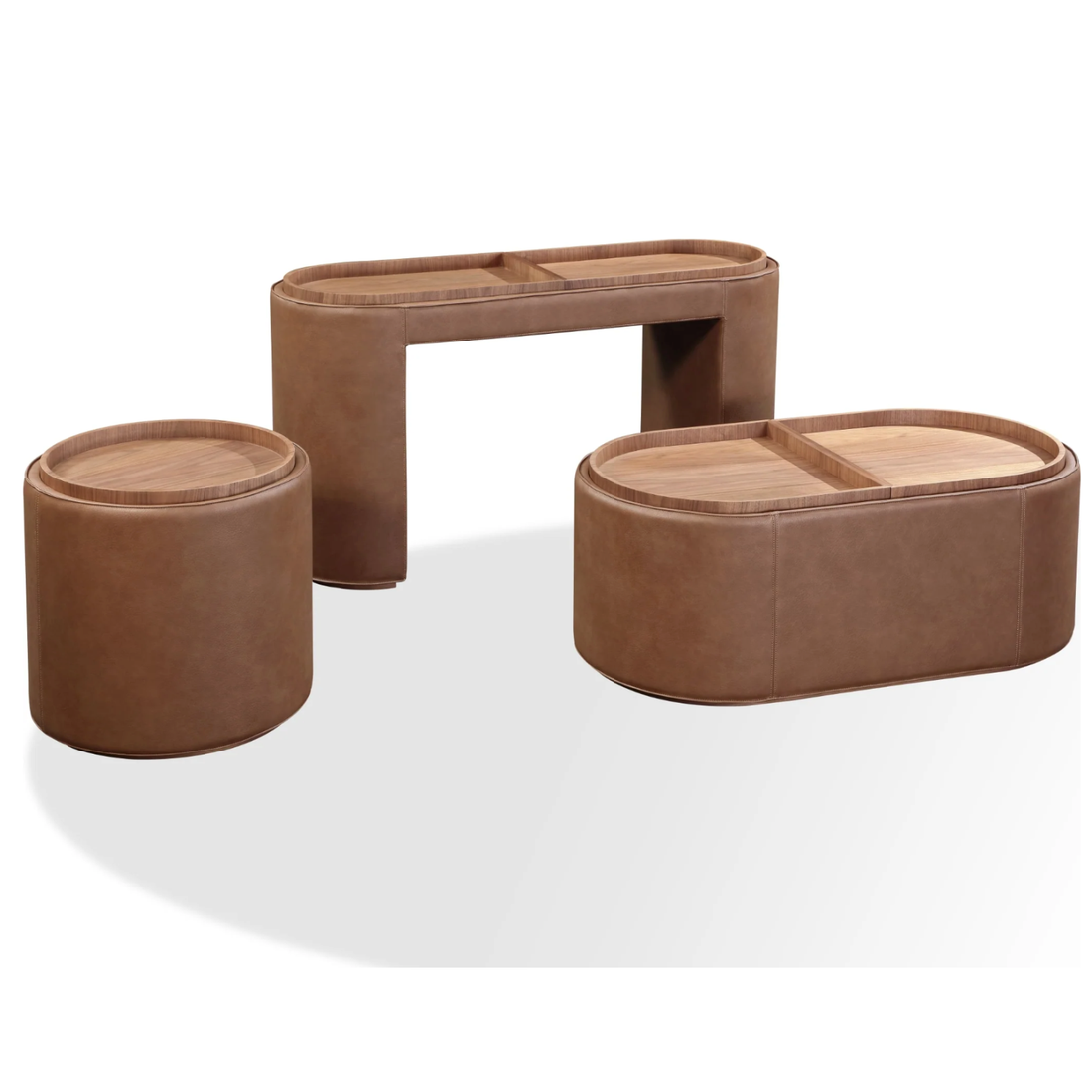 Yeal Leather Upholstered Storage Console Table
