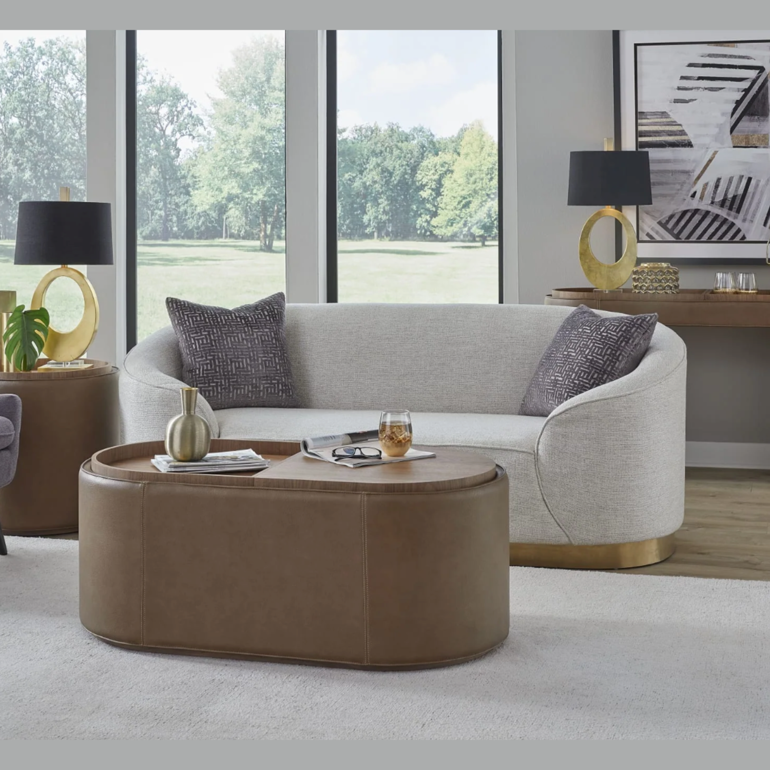 Yeal Leather Upholstered Storage Coffee Table
