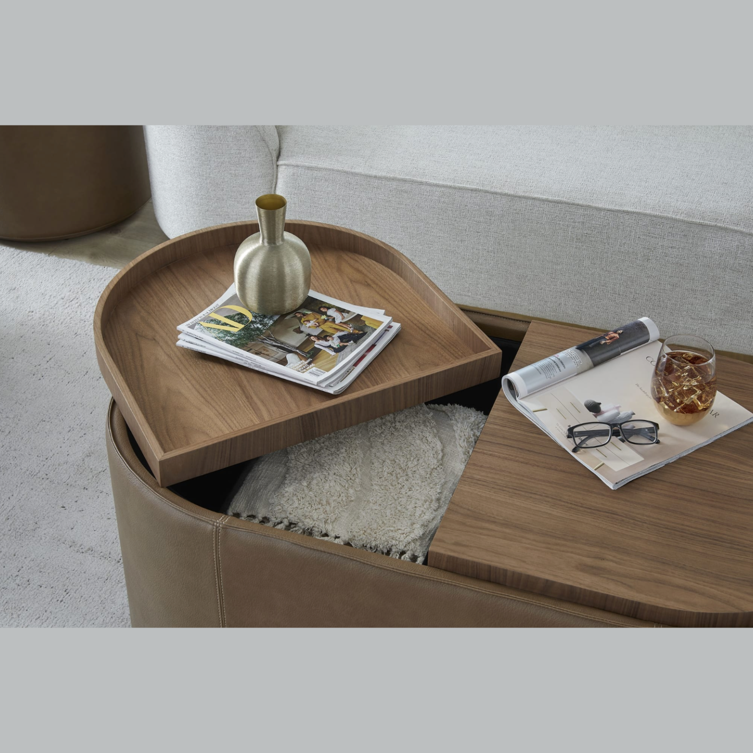 Yeal Leather Upholstered Storage Coffee Table