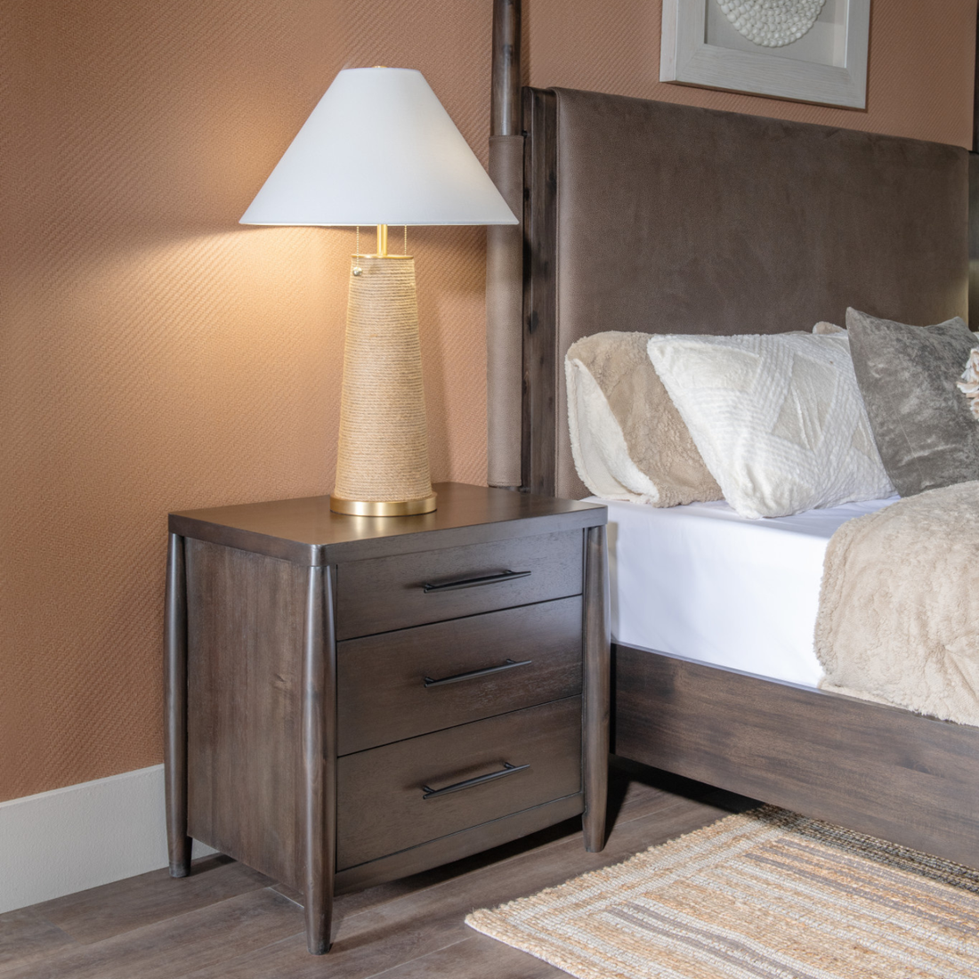 Koko Three Drawer Nightstand with Cord Management