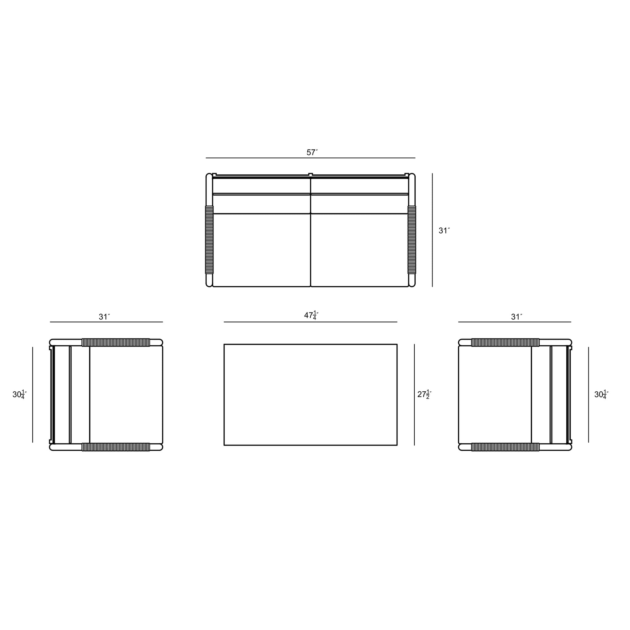 Alto 5 Piece Loveseat Set