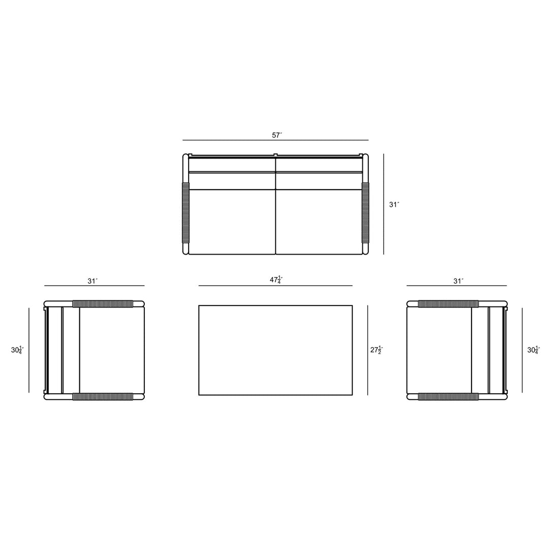 Alto 5 Piece Loveseat Set