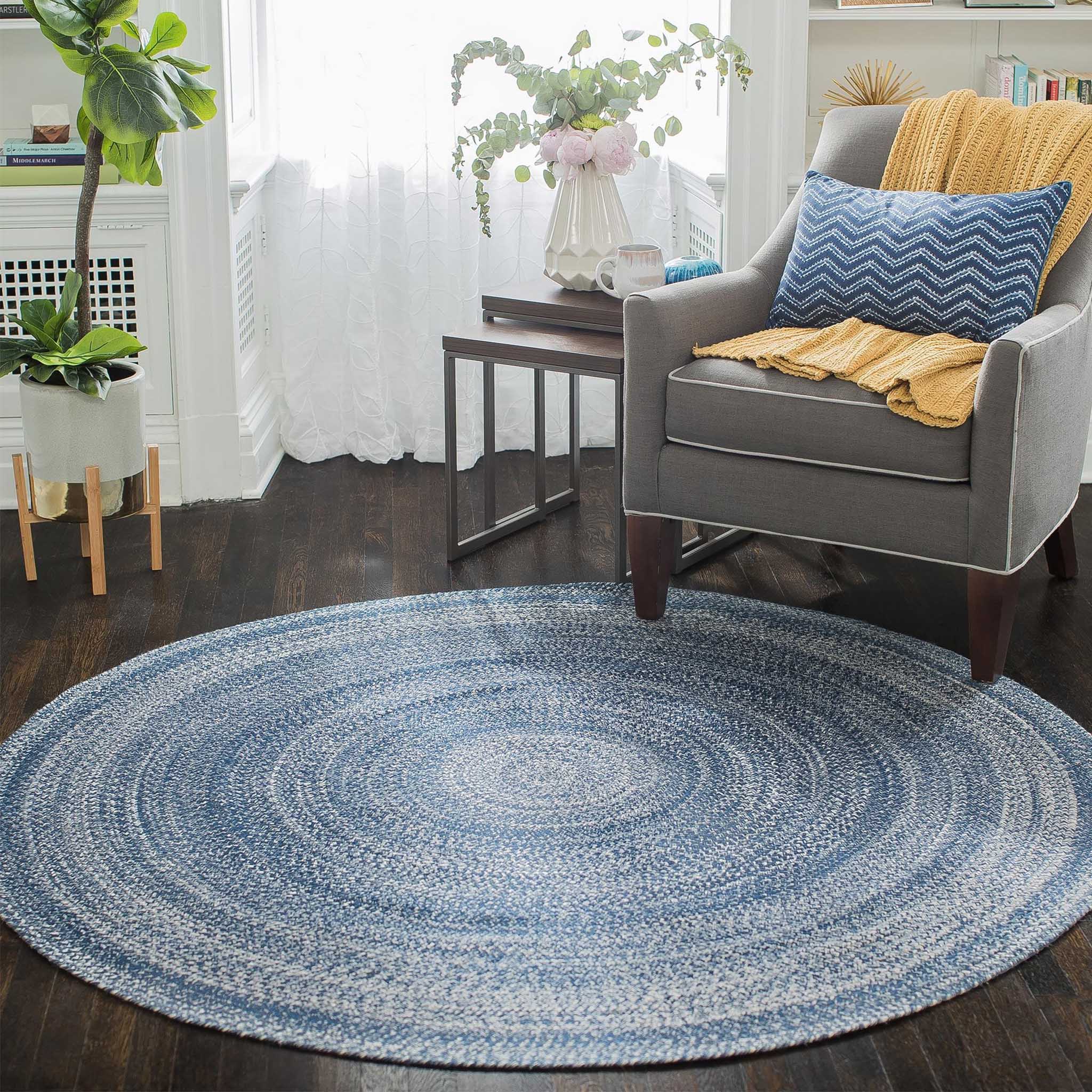 Epona Braided Round Blue Rug