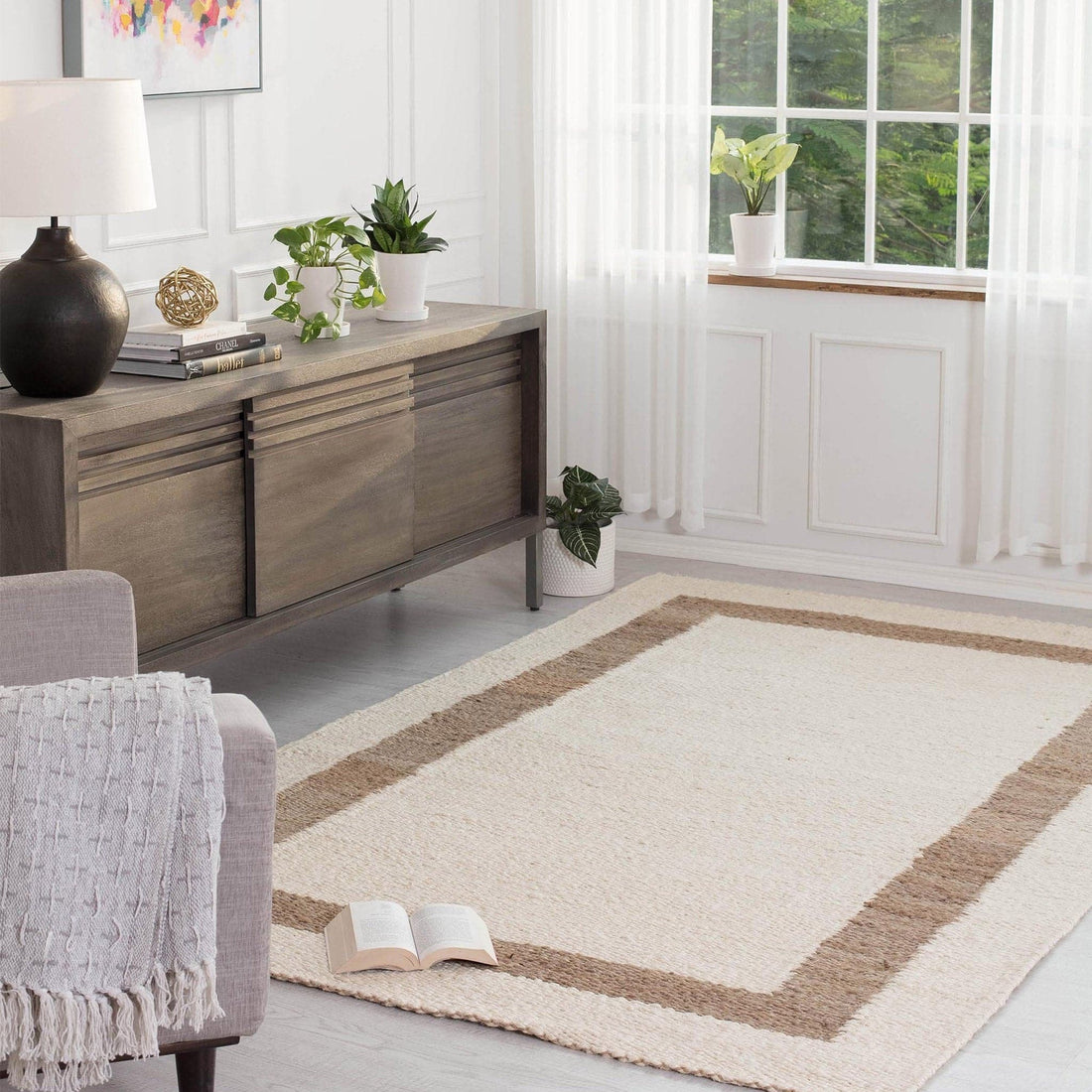 Whippoorwill Ivory & Tan Jute Area Rug